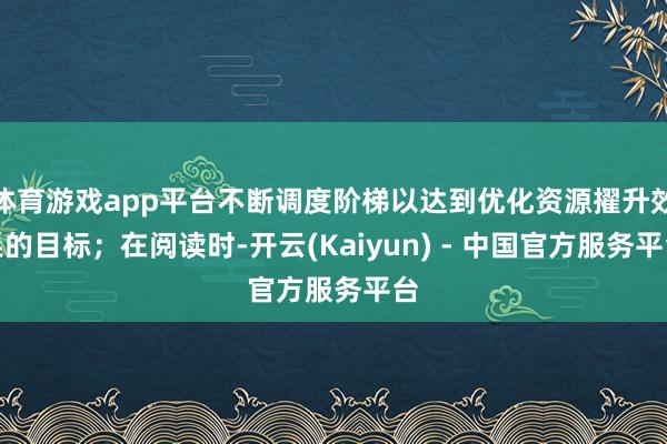 体育游戏app平台不断调度阶梯以达到优化资源擢升效果的目标；在阅读时-开云(Kaiyun) - 中国官方服务平台